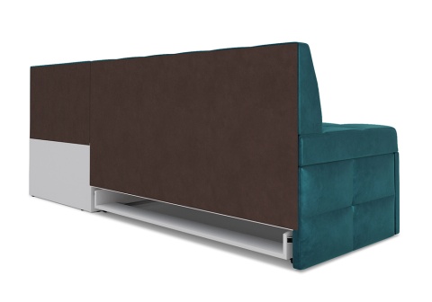 Кухонный угловой диван дельфин Атлантис вельвет сине-зеленый