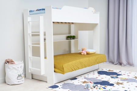 Двухъярусная кровать с диван-кроватью желтый / белый