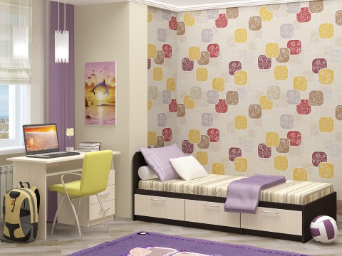 Детская Кровать Юнга-5 (Д-2032 х В-700 х Г-834 мм)/Разные Цвета