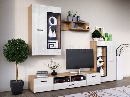 Гостиная Ницца NEW МДФ  №1 (Ш-2800 x В-2000 x Г-520 мм)/Разные Цвета