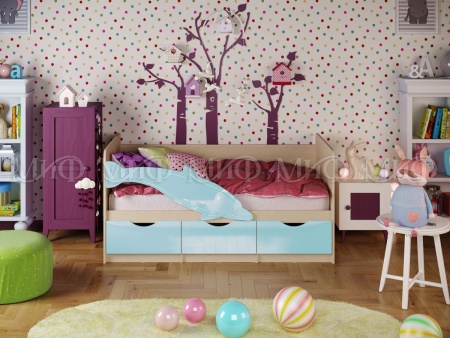 Кровать Дельфин-1 с Ящиками/Разные Цвета